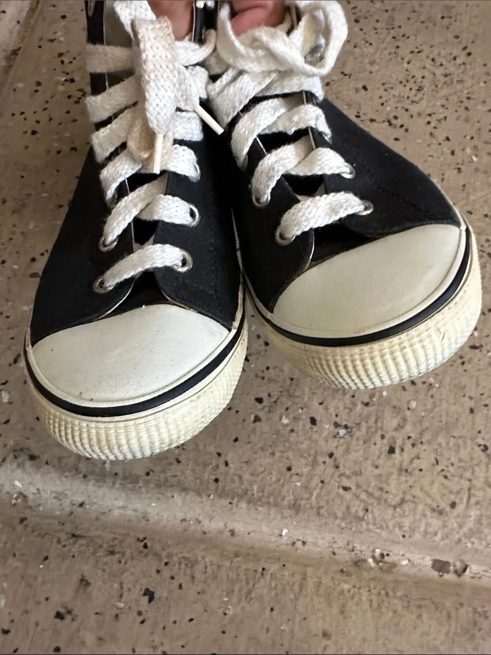 CHANEL Black and White  High-Top Canvas Sneakers Authentic